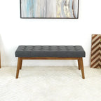 Panca imbottita in tessuto grigio scuro, stile Mid-Century, 2 posti