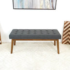 Panca imbottita in tessuto grigio scuro, stile Mid-Century, 2 posti