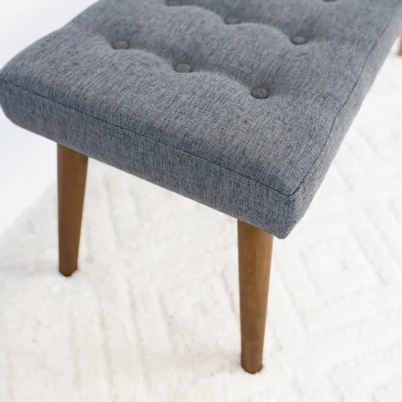 Panca imbottita in tessuto grigio scuro, stile Mid-Century, 2 posti