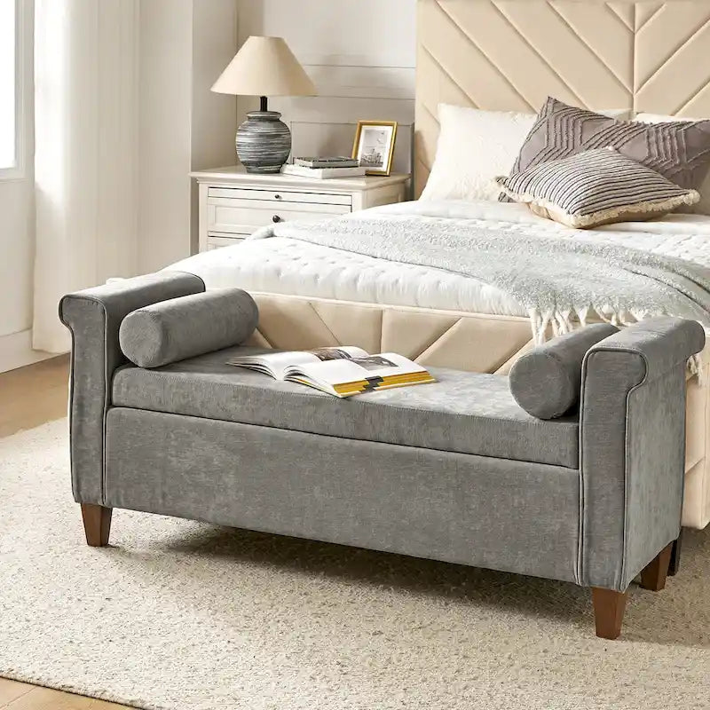 Rita 54.3  Wide Traditional Storage Bench with 2 Pillows by HULALA HOME