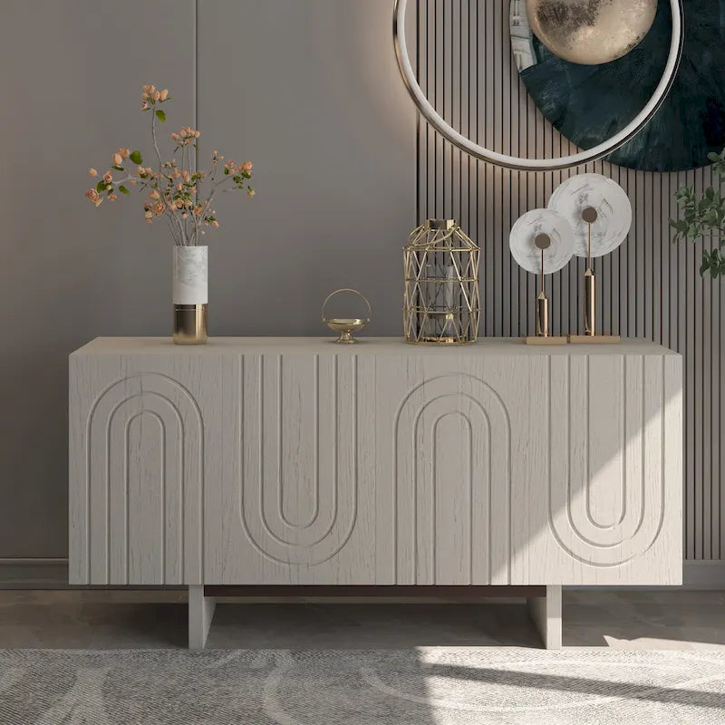 Clihome 63  Modern Buffet Accent Storage Cabinet with 4 Door