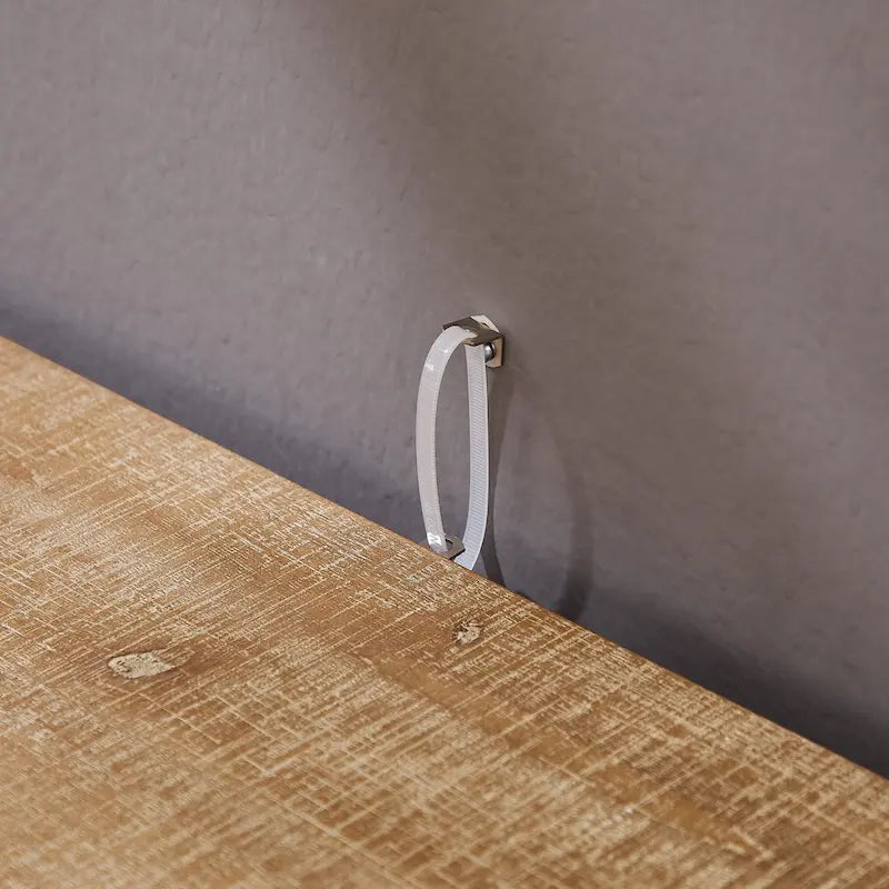 Mobiletto contenitore a 2 ante con rilievo floreale bianco/naturale, montaggio da 1 persona