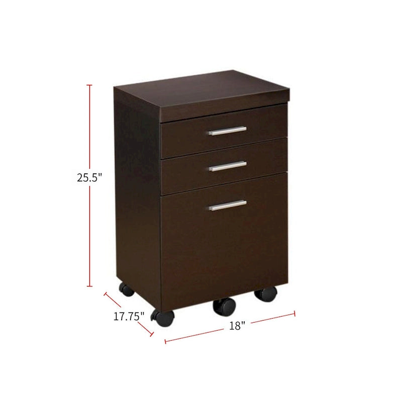 Cappuccino Classificatore mobile a 3 cassetti con rotelle, 1 persona