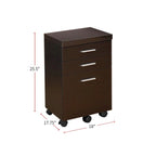 Cappuccino Classificatore mobile a 3 cassetti con rotelle, 1 persona