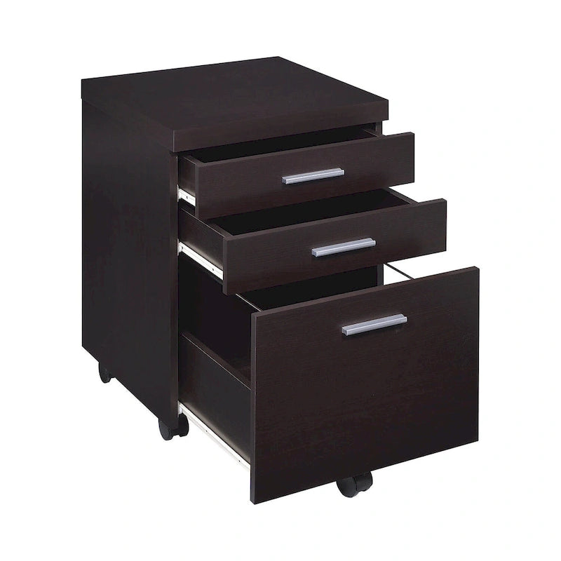Cappuccino Classificatore mobile a 3 cassetti con rotelle, 1 persona