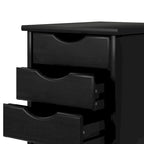 Carrello Originale Adeptus su Ruote, Legno Massello, Carrello Stretto a 4 Più 1 Cassetti Nero