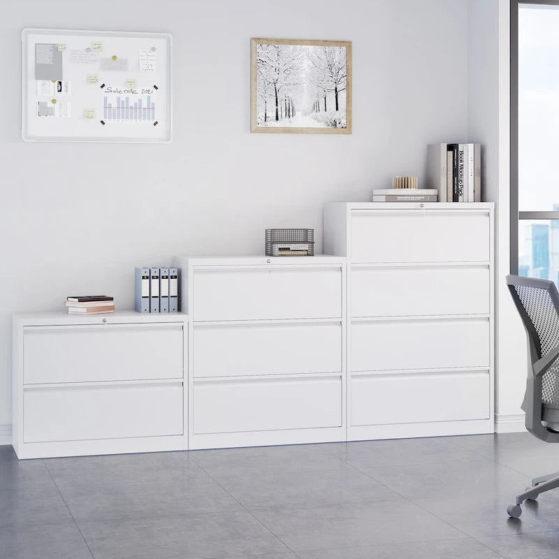 Classificatore laterale in metallo a 2 cassetti bianco/nero con serratura, utente singolo