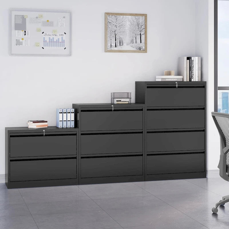 Classificatore laterale in metallo a 2 cassetti bianco/nero con serratura, utente singolo