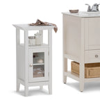 Mobiletto alto a un'anta con vetro temperato, bianco, Per 1 persona – 38,1 cm L × 35,5 cm P × 76,2 cm H