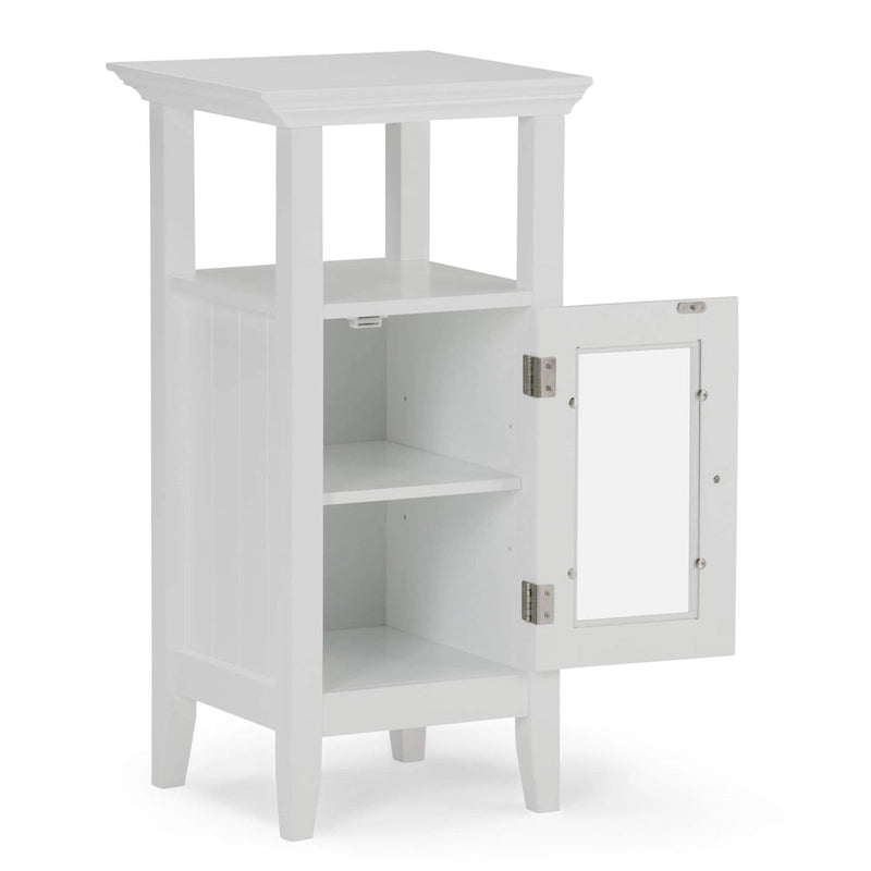 Mobiletto alto a un'anta con vetro temperato, bianco, Per 1 persona – 38,1 cm L × 35,5 cm P × 76,2 cm H