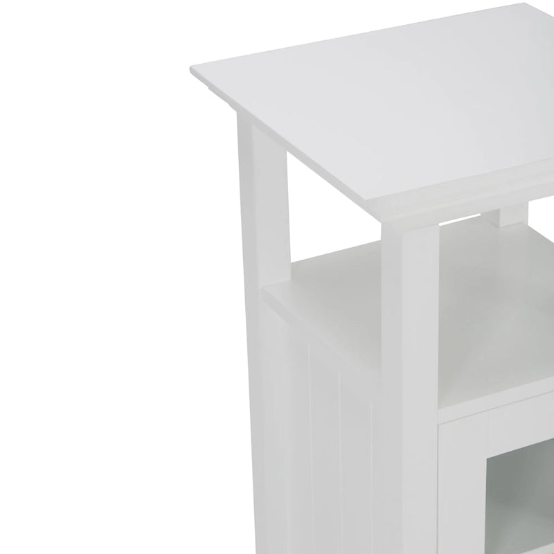 Mobiletto alto a un'anta con vetro temperato, bianco, Per 1 persona – 38,1 cm L × 35,5 cm P × 76,2 cm H