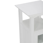 Mobiletto alto a un'anta con vetro temperato, bianco, Per 1 persona – 38,1 cm L × 35,5 cm P × 76,2 cm H