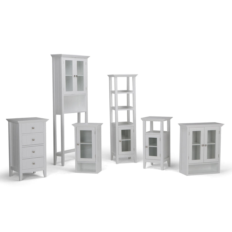 Mobiletto alto a un'anta con vetro temperato, bianco, Per 1 persona – 38,1 cm L × 35,5 cm P × 76,2 cm H