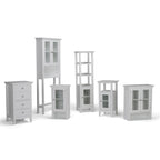 Mobiletto alto a un'anta con vetro temperato, bianco, Per 1 persona – 38,1 cm L × 35,5 cm P × 76,2 cm H