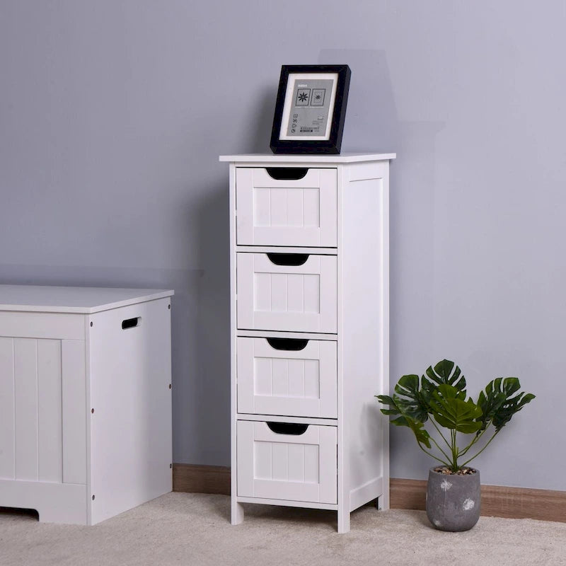 Mobiletto contenitore da terra bianco/bianco sporco con 4 cassetti