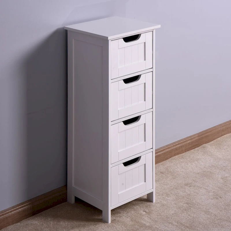 Mobiletto contenitore da terra bianco/bianco sporco con 4 cassetti