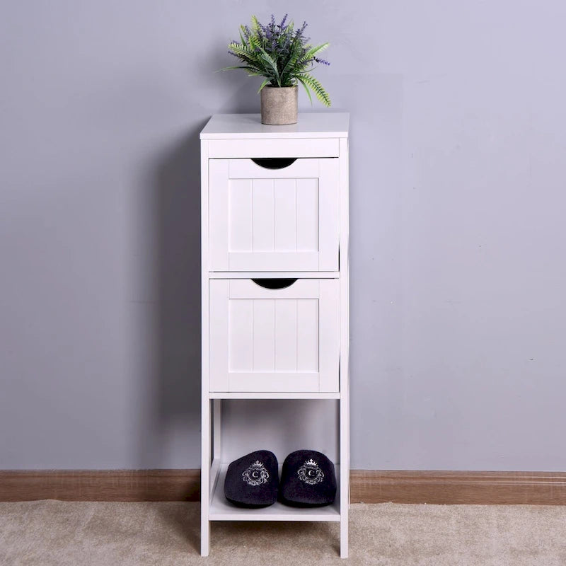 Mobiletto contenitore da terra bianco/bianco sporco con 4 cassetti