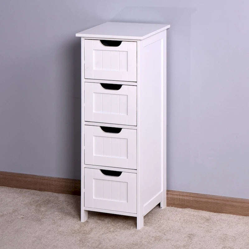 Mobiletto contenitore da terra bianco/bianco sporco con 4 cassetti