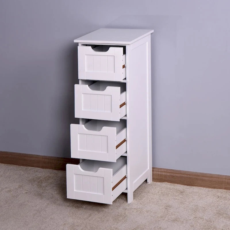 Mobiletto contenitore da terra bianco/bianco sporco con 4 cassetti