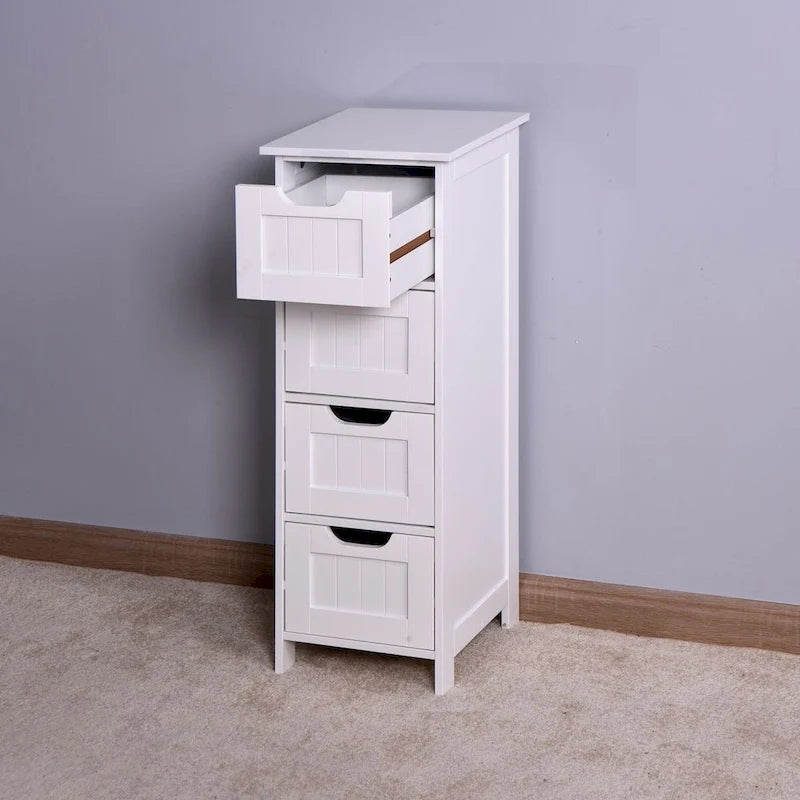 Mobiletto contenitore da terra bianco/bianco sporco con 4 cassetti