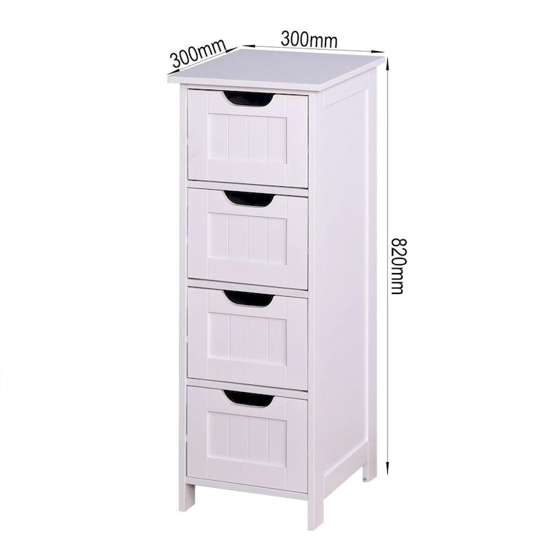 Mobiletto contenitore da terra bianco/bianco sporco con 4 cassetti