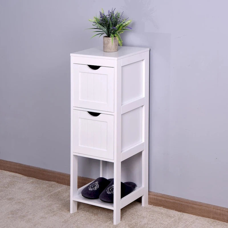 Mobiletto contenitore da terra bianco/bianco sporco con 4 cassetti