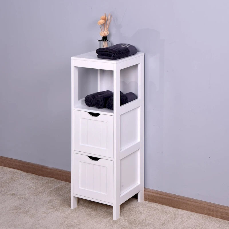 Mobiletto contenitore da terra bianco/bianco sporco con 4 cassetti
