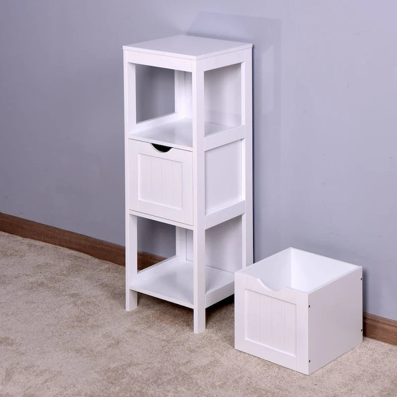 Mobiletto contenitore da terra bianco/bianco sporco con 4 cassetti