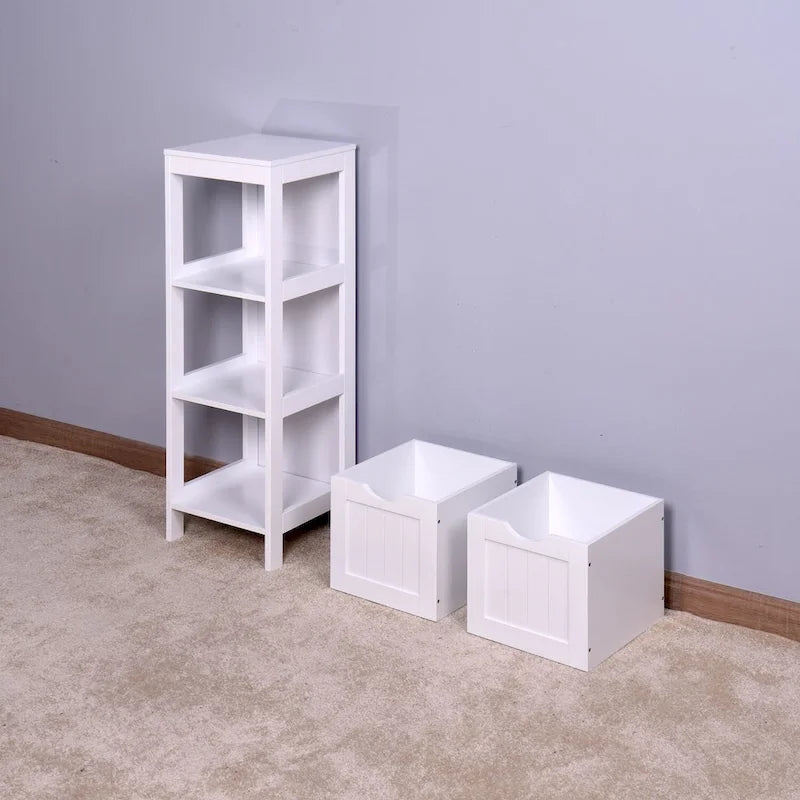 Mobiletto contenitore da terra bianco/bianco sporco con 4 cassetti