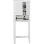 UTEX Bathroom Storage Over The Toilet, Bathroom Cabinet Organizer with Adjustable Shelves and Double Doors