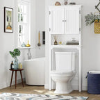 Armadietto da Bagno Salvaspazio Sopra-WC con Ripiani Regolabili e Doppie Ante – Espresso / Bianco