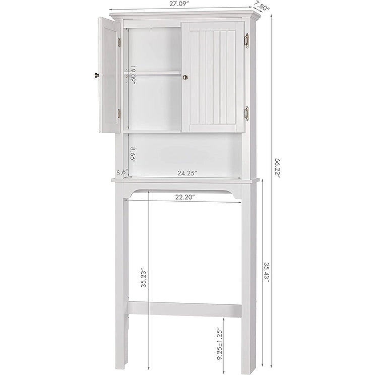 Armadietto da Bagno Salvaspazio Sopra-WC con Ripiani Regolabili e Doppie Ante – Espresso / Bianco