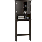 Armadietto da Bagno Salvaspazio Sopra-WC con Ripiani Regolabili e Doppie Ante – Espresso / Bianco