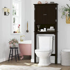 Armadietto da Bagno Salvaspazio Sopra-WC con Ripiani Regolabili e Doppie Ante – Espresso / Bianco