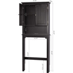 Armadietto da Bagno Salvaspazio Sopra-WC con Ripiani Regolabili e Doppie Ante – Espresso / Bianco