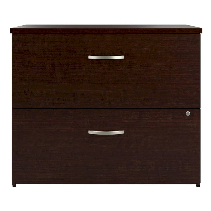 Cassettiera Classificatore Laterale a 2 Cassetti, Mocha Cherry / Bianco Puro, 1 Persona