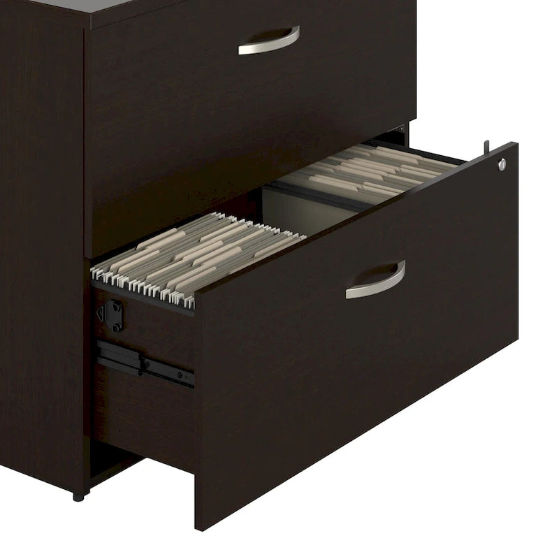 Cassettiera Classificatore Laterale a 2 Cassetti, Mocha Cherry / Bianco Puro, 1 Persona