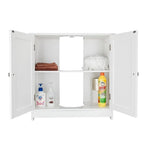 Bianco/Naturale, Mobiletto da bagno sottolavabo a 2 ante, per una persona