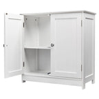 Bianco/Naturale, Mobiletto da bagno sottolavabo a 2 ante, per una persona