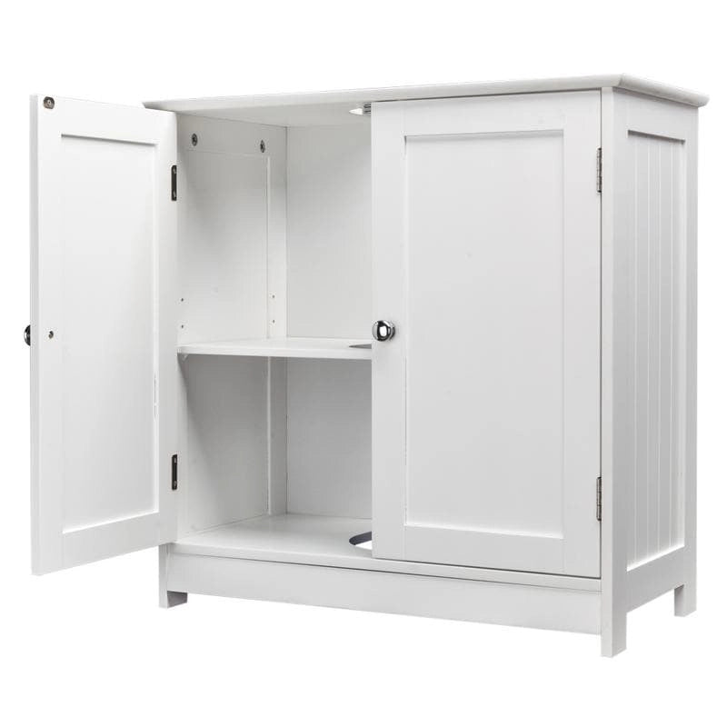 Bianco/Naturale, Mobiletto da bagno sottolavabo a 2 ante, per una persona