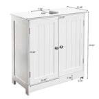 Bianco/Naturale, Mobiletto da bagno sottolavabo a 2 ante, per una persona