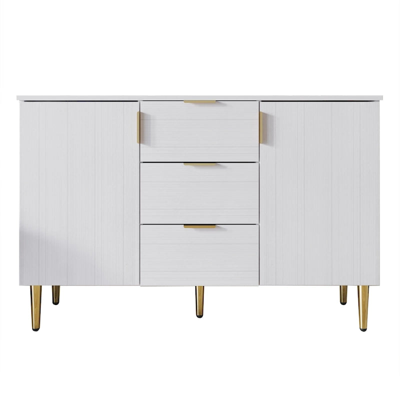 Credenza moderna bianca/grigio chiaro/grigio scuro con 3 cassetti e 2 ante