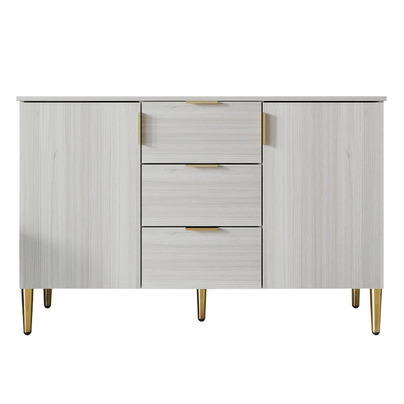 Credenza moderna bianca/grigio chiaro/grigio scuro con 3 cassetti e 2 ante