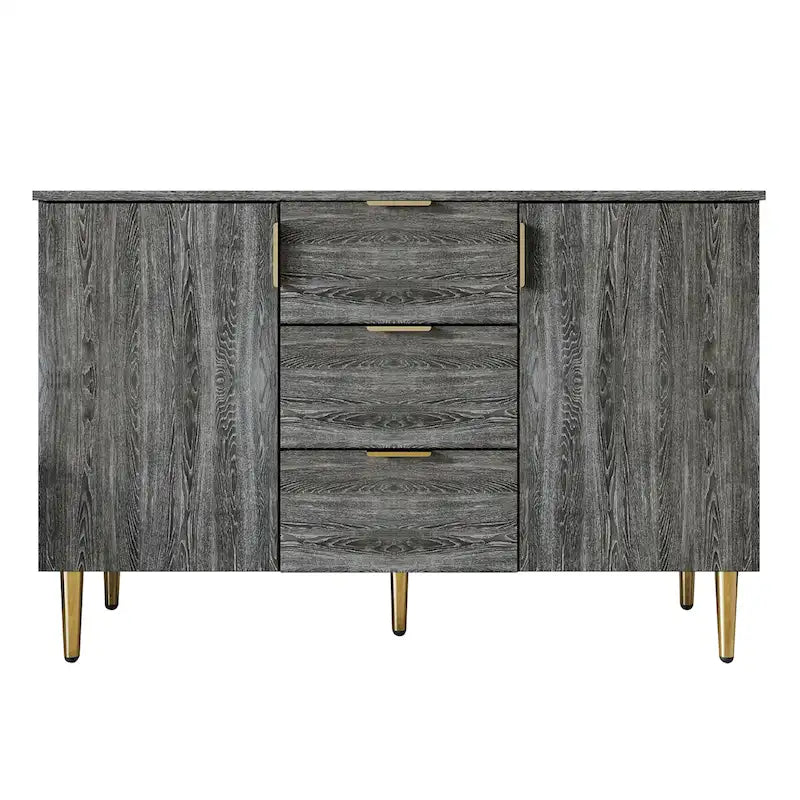 Credenza moderna bianca/grigio chiaro/grigio scuro con 3 cassetti e 2 ante