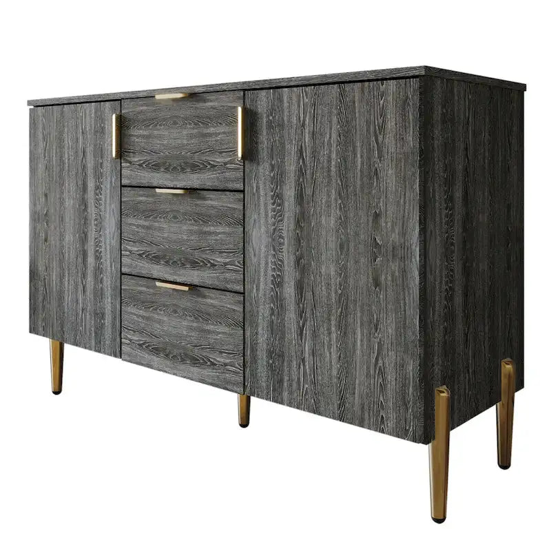 Credenza moderna bianca/grigio chiaro/grigio scuro con 3 cassetti e 2 ante
