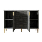 Credenza moderna bianca/grigio chiaro/grigio scuro con 3 cassetti e 2 ante