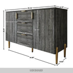 Credenza moderna bianca/grigio chiaro/grigio scuro con 3 cassetti e 2 ante