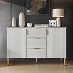 Credenza moderna bianca/grigio chiaro/grigio scuro con 3 cassetti e 2 ante