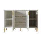 Credenza moderna bianca/grigio chiaro/grigio scuro con 3 cassetti e 2 ante