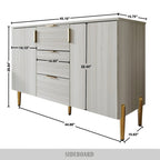 Credenza moderna bianca/grigio chiaro/grigio scuro con 3 cassetti e 2 ante
